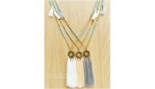 golden beads caps pendant necklaces tassels bali 